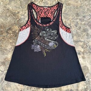 Harley Davidson Live To Ride Eagle Racer Back Tank Top Shirt Mixed Media Y2K